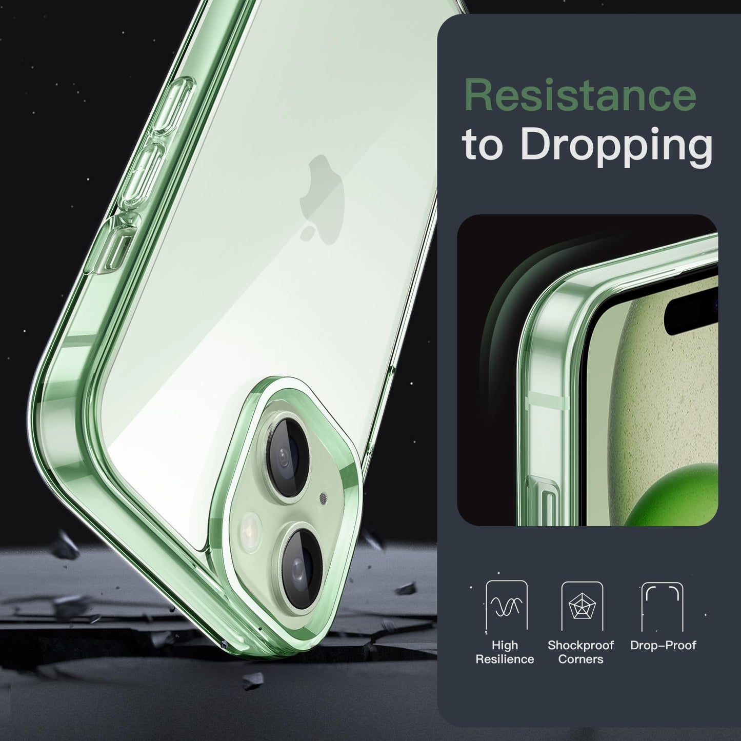 JETech Case for iPhone 15 6.1-Inch, Non-Yellowing Shockproof Phone Bumper Cover, Anti-Scratch Clear Back (Clear)