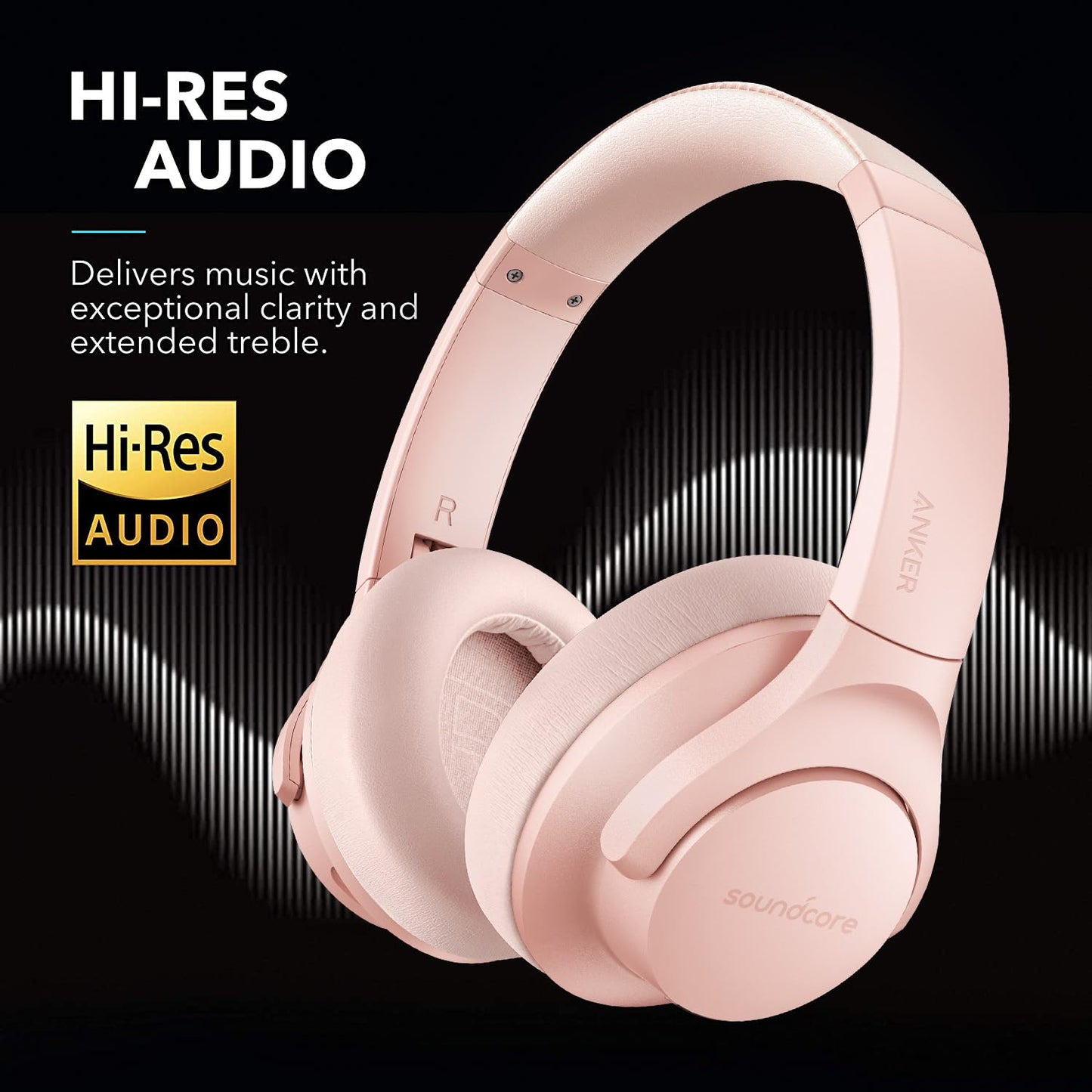 Soundcore Anker Life Q20 Hybrid Active Noise Cancelling Headphones, Wireless Over Ear Bluetooth Headphones, 70H Playtime, Hi-Res Audio, Deep Bass, Memory Foam Ear Cups, Travel, Office