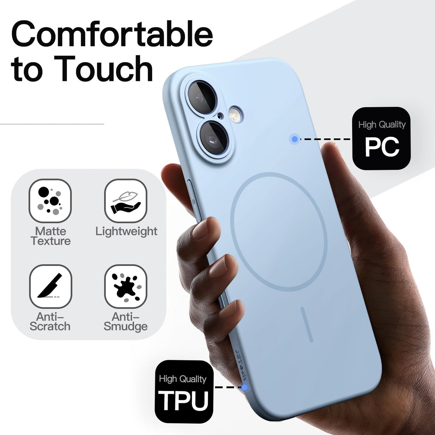 JETech Magnetic Slim Case for iPhone 17 Pro Max 6.9-Inch, Compatible with MagSafe, Ultra-Thin Lightweight Minimalist Phone Cover with Matte Finish and Full Camera Lens Protection (Black)