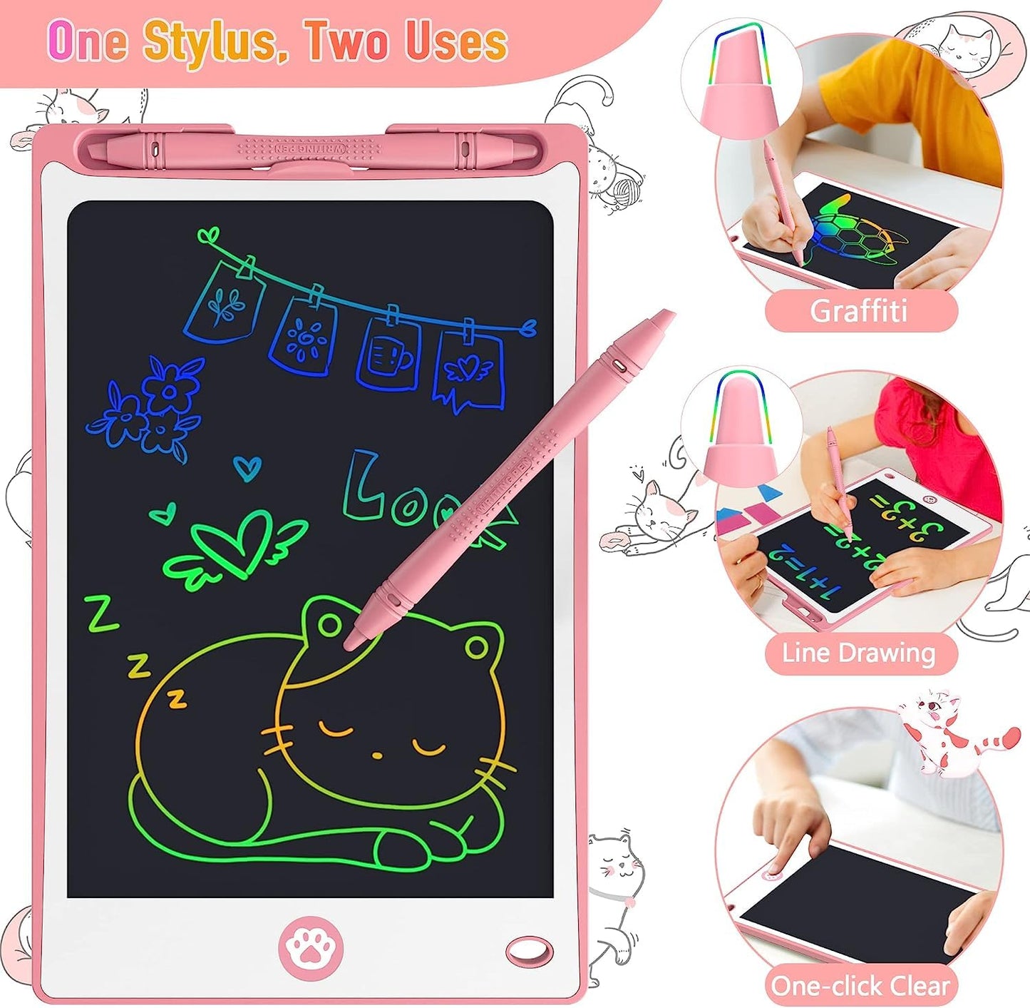 Hockvill LCD Writing Tablet for Kids 8.8 Inch, Toys for Girls Boys Drawing Pad for 3 4 5 6 7 Year Old Kids Toys, Children Christmas Birthday Gift for Kids Toddler Doodle Board Travel Essentials