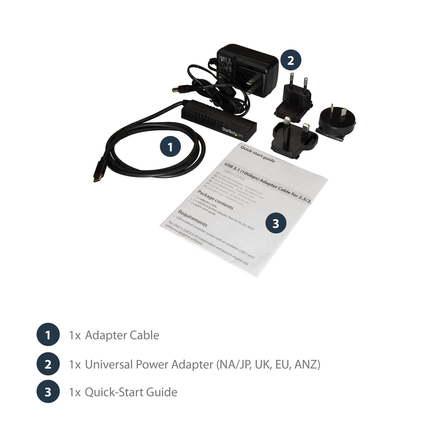 StarTech SATA to USB-C Cable, USB 10Gbps to 2.5in and 3.5in SATA I II III Hard Drive Adapter, External Converter for SSD or HDD Data Transfer