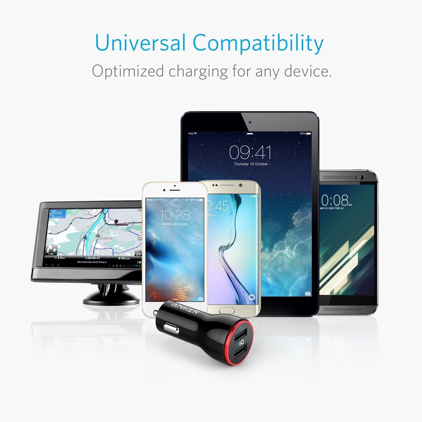 Anker Car Charger Adapter, 24W Dual USB Car Phone Charger, PowerDrive 2 for iPhone 14 13 12 11 Pro Max mini X XR XS 8 Plus, iPad Pro/Air 2/mini, Note 5/4, LG, Nexus, HTC and More
