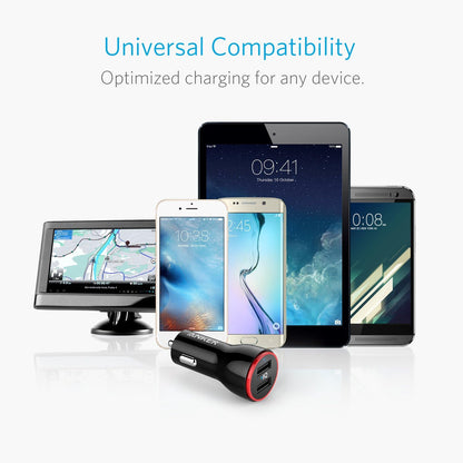 Anker Car Charger Adapter, 24W Dual USB Car Phone Charger, PowerDrive 2 for iPhone 14 13 12 11 Pro Max mini X XR XS 8 Plus, iPad Pro/Air 2/mini, Note 5/4, LG, Nexus, HTC and More