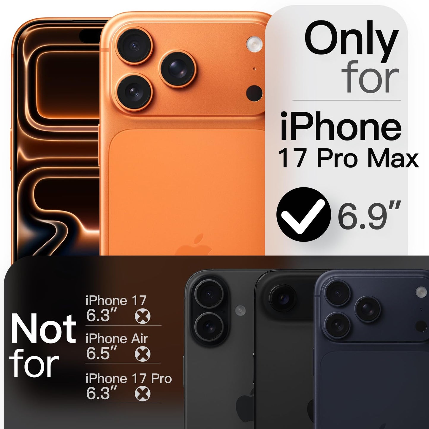 JETech Magnetic Slim Case for iPhone 17 Pro Max 6.9-Inch, Compatible with MagSafe, Ultra-Thin Lightweight Minimalist Phone Cover with Matte Finish and Full Camera Lens Protection (Black)