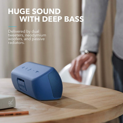 Soundcore Motion+ Bluetooth Speaker with Hi-Res 30W Audio, Extended Bass and Treble, Wireless HiFi Portable Speaker with App, Customizable EQ, 12-Hour Playtime, IPX7 Waterproof, and USB-C, Blue