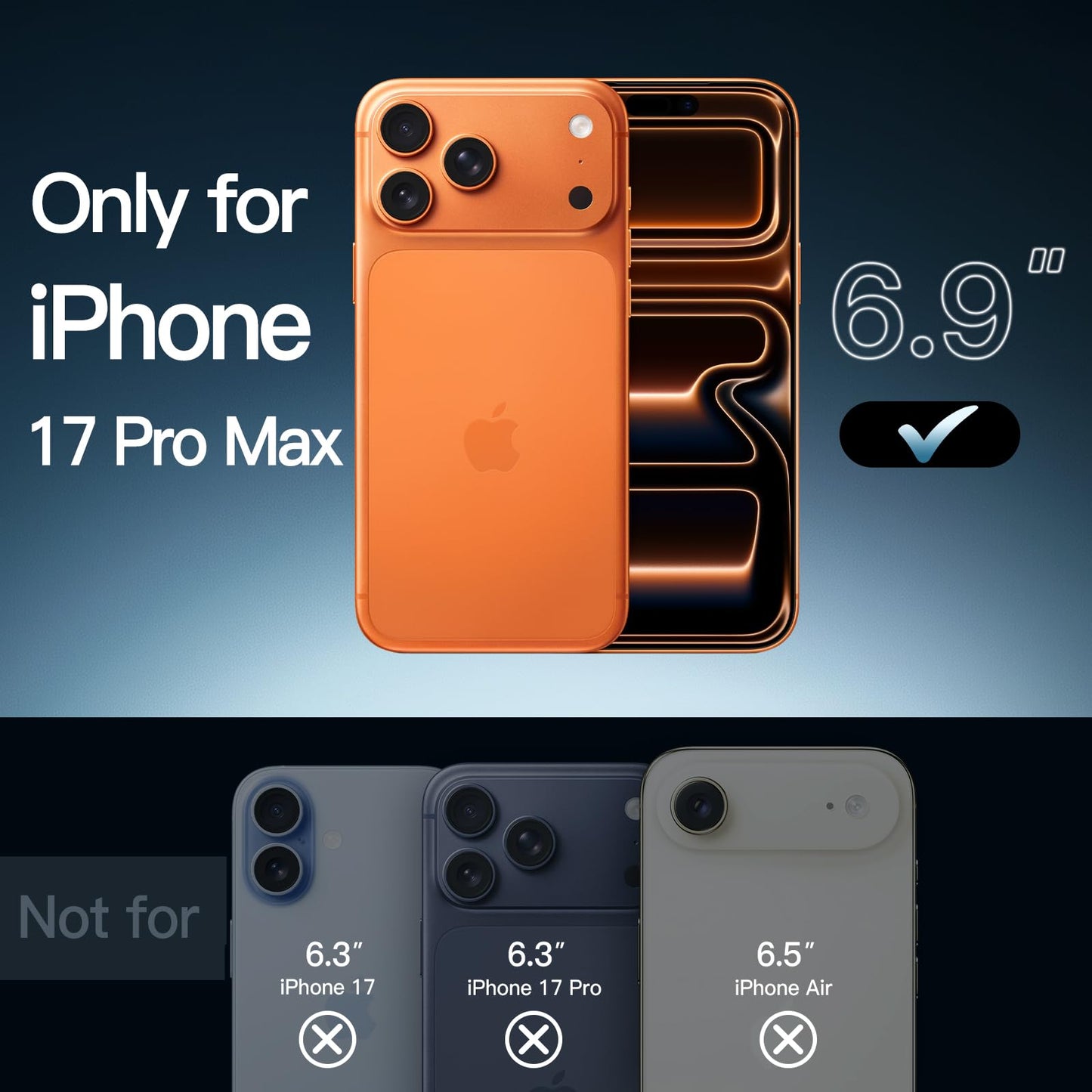 JETech Case for iPhone 17 Pro Max 6.9-Inch, Non-Yellowing Shockproof Phone Bumper Cover, Anti-Scratch Clear Back (Clear)