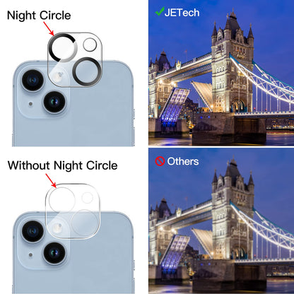JETech Camera Lens Protector for iPhone 14 6.1-Inch and iPhone 14 Plus 6.7-Inch, 9H Tempered Glass, Anti-Scratch, Case Friendly, Does Not Affect Night Shots, HD Clear, 3-Pack
