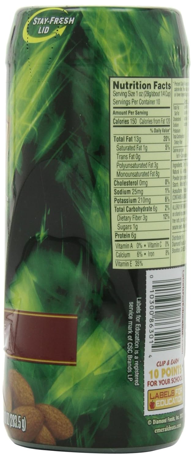 Emerald Cocoa Roast Almonds, Dark Chocolate, 10 oz Canister (Pack of 4)