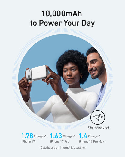 Anker MagGo Power Bank, Ultra-Slim 10,000mAh Magnetic Battery Pack, Qi2 Certified 15W Ultra-Fast MagSafe Compatible Portable Charger, Ergonomic Design, for iPhone17/16/15/14 Series, and More