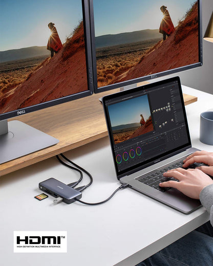 Anker USB C Hub, 7in1 Multi-Port USBC Hub with 4K HDMI, 85W PD, USB-C and 2 USB-A 5Gbps Data Ports, microSD and SD Card Reader, for MacBook Air, MacBook Pro, XPS, and More (Charger not Included)