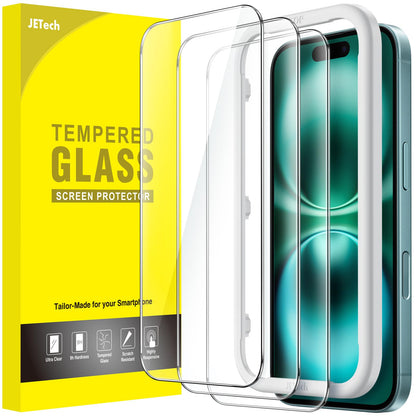 JETech Full Coverage Screen Protector for iPhone 17e (2026) / iPhone 16e, 9H Tempered Glass Film, Case-Friendly, HD Clear, 6.1-Inch Display, 3-Pack