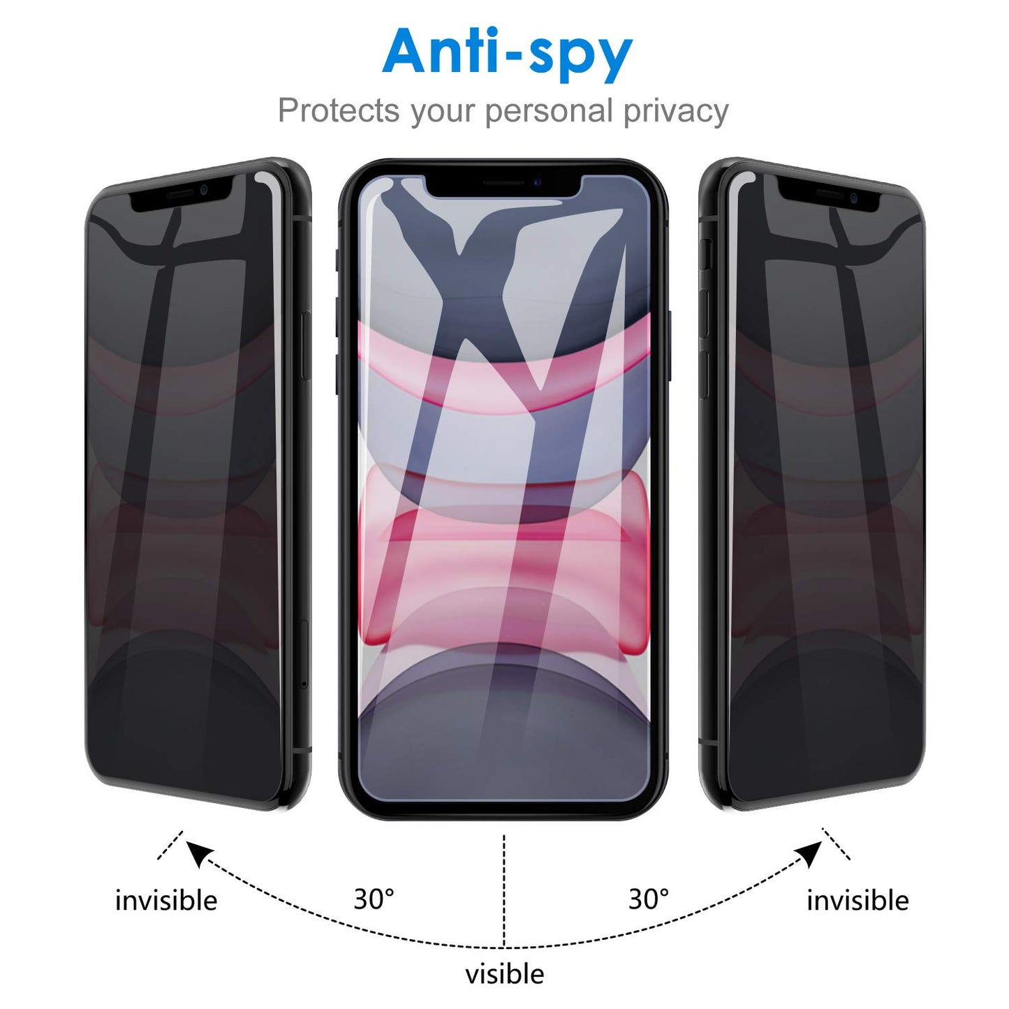 JETech Privacy Screen Protector for iPhone 17e (2026) / iPhone 16e / iPhone 13/13 Pro, Anti Spy Tempered Glass Film, 6.1-Inch Display, 2-Pack