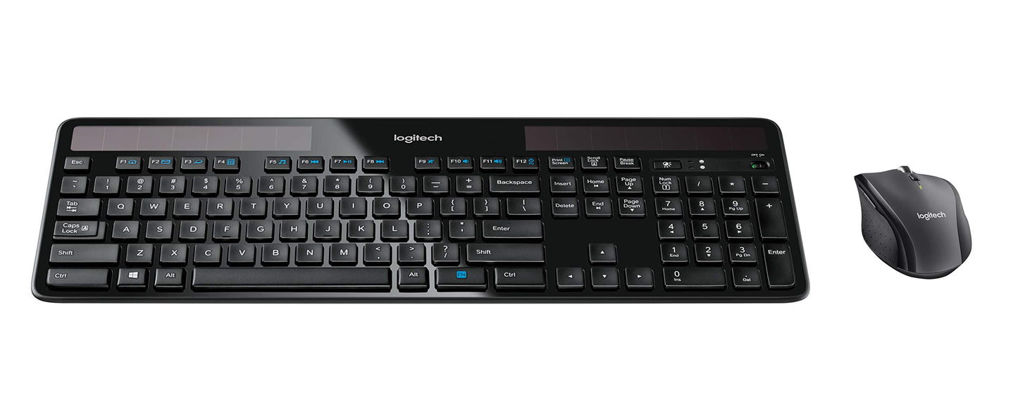 Logitech K750 Wireless Solar Keyboard for Windows, 2.4GHz Wireless with USB Unifying Receiver, Ultra-Thin, Compatible with PC, Laptop - Black