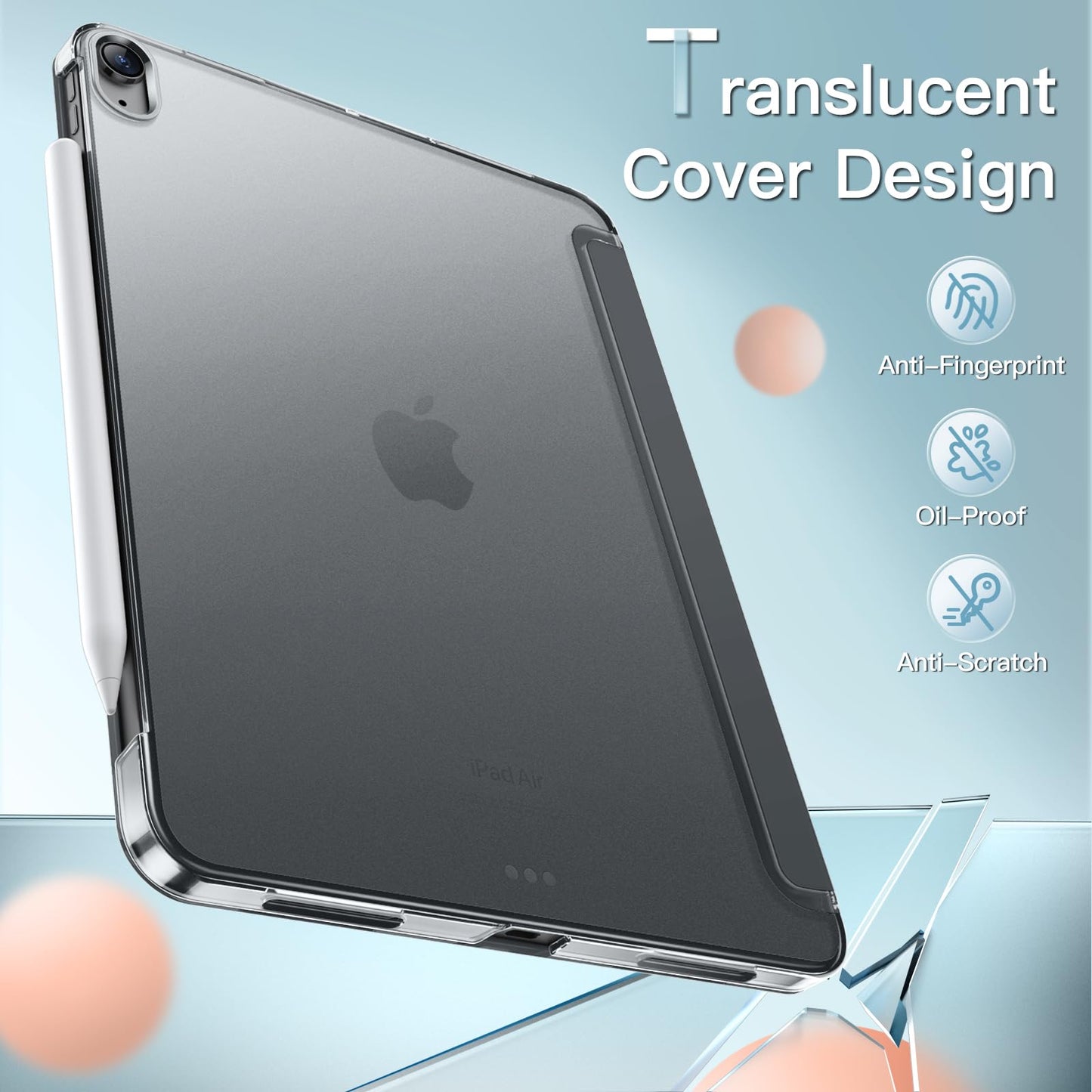 JETech Case ONLY for iPad Air 11-Inch M4/M3/M2 (2026/2025/2024), iPad Air 5/4 (2022/2020 5th/4th Generation 10.9-Inch), Slim Stand Hard Back Shell Cover with Auto Wake/Sleep (Starlight)
