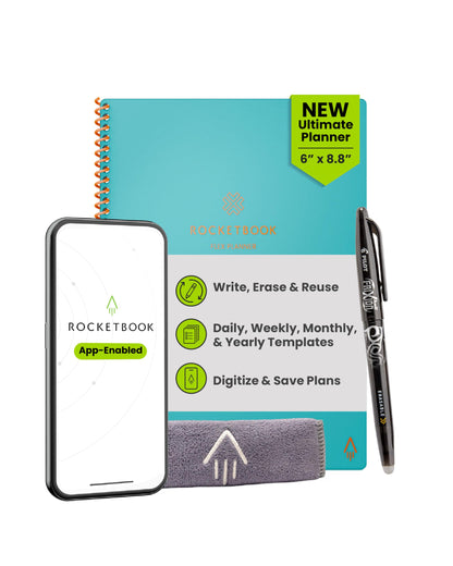 Rocketbook Fusion Hybrid Reusable Planner and Notebook in One, Additional Blank Pages, Goal and Project Tracker, Undated Planner, Letter Size 8.5x11, Black (Pack of 1)