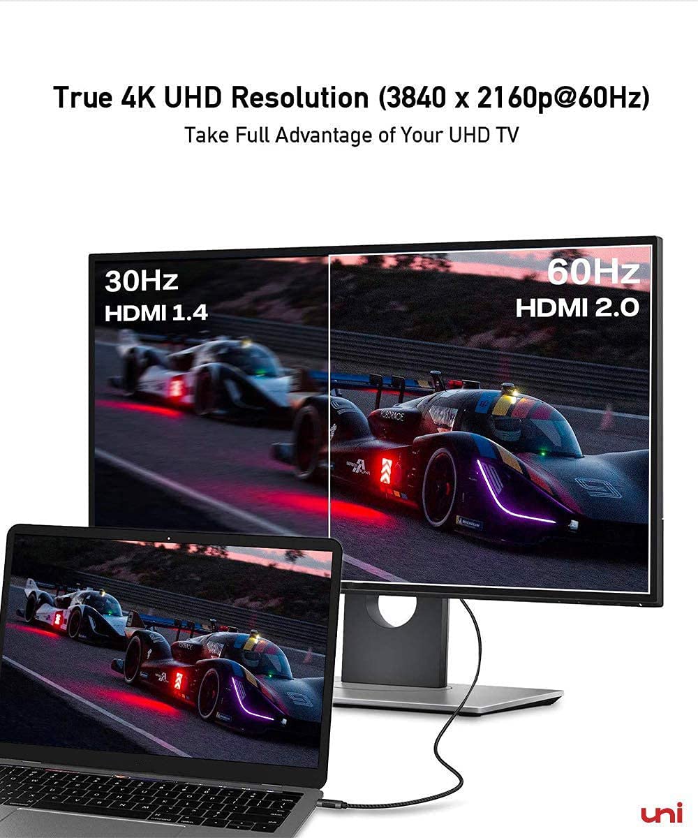 uni USB C to HDMI Cable for Home Office 6ft (4K@60Hz), USB Type C to HDMI Cable, Thunderbolt 4/3 Compatible with iPhone 15 Pro/Max, MacBook Pro/Air 2023, iPad Pro, Surface Book 2, Galaxy S24