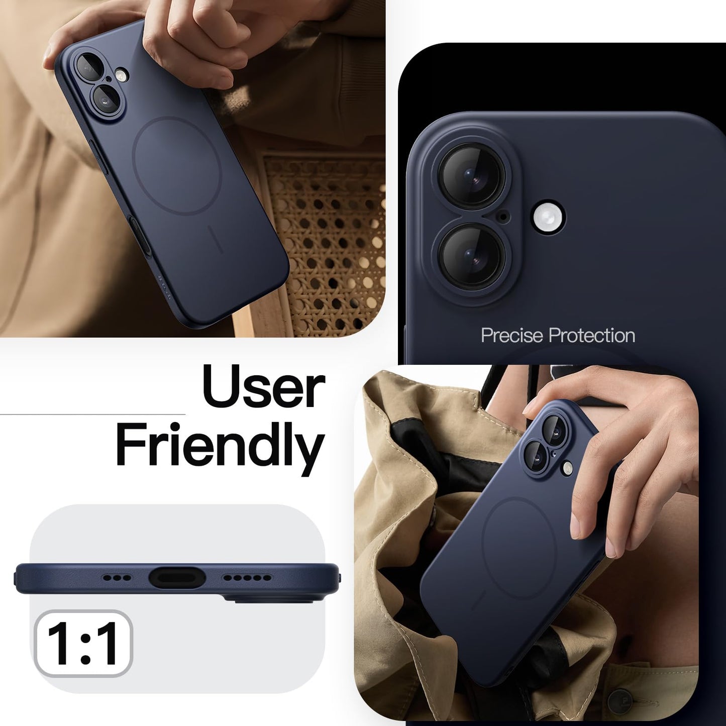JETech Magnetic Slim Case for iPhone 17 Pro Max 6.9-Inch, Compatible with MagSafe, Ultra-Thin Lightweight Minimalist Phone Cover with Matte Finish and Full Camera Lens Protection (Black)