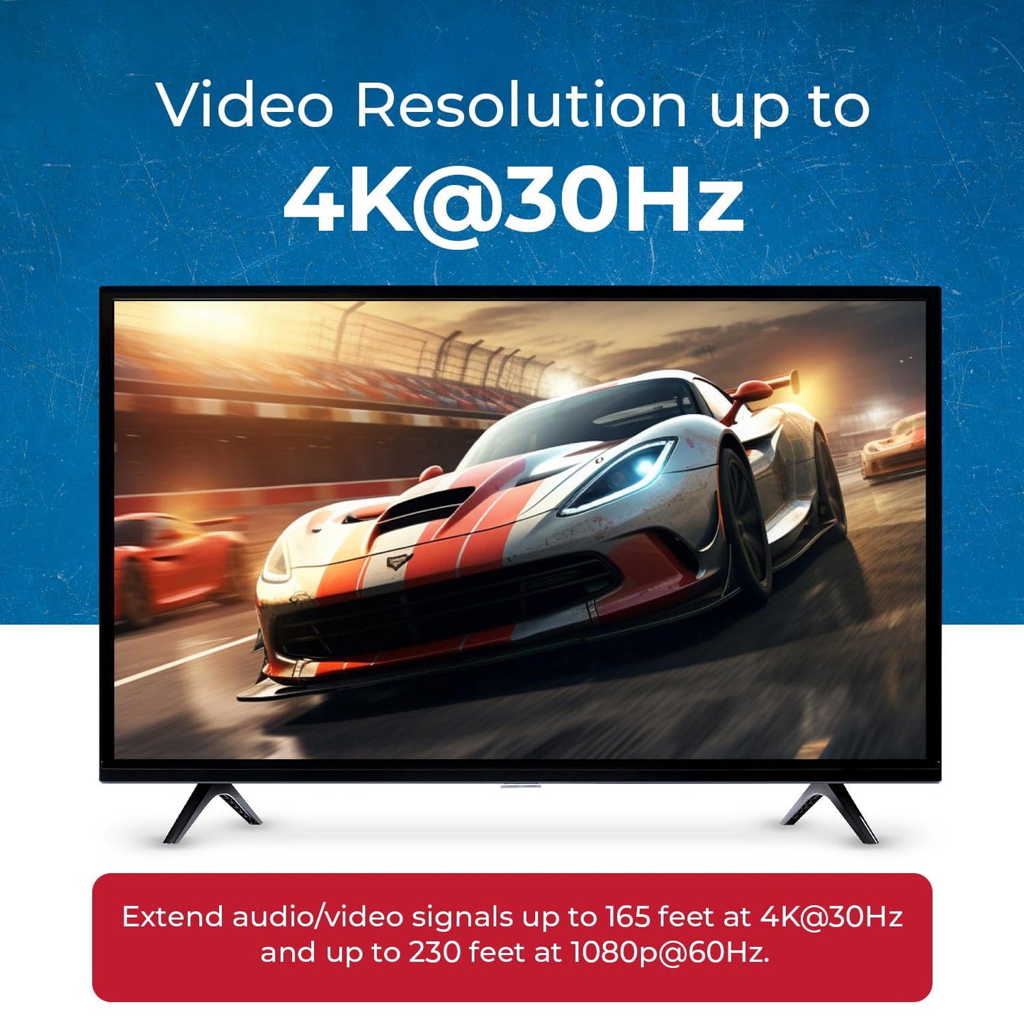 OREI 4K 1x4 HDMI Extender Splitter Over CAT6/7 Ethernet Cable Up to 4K@30Hz upto 165 ft-1080P@60Hz upto 230 ft, IR control, EDID, HDMI Loop Out (HD14-EX165-K)