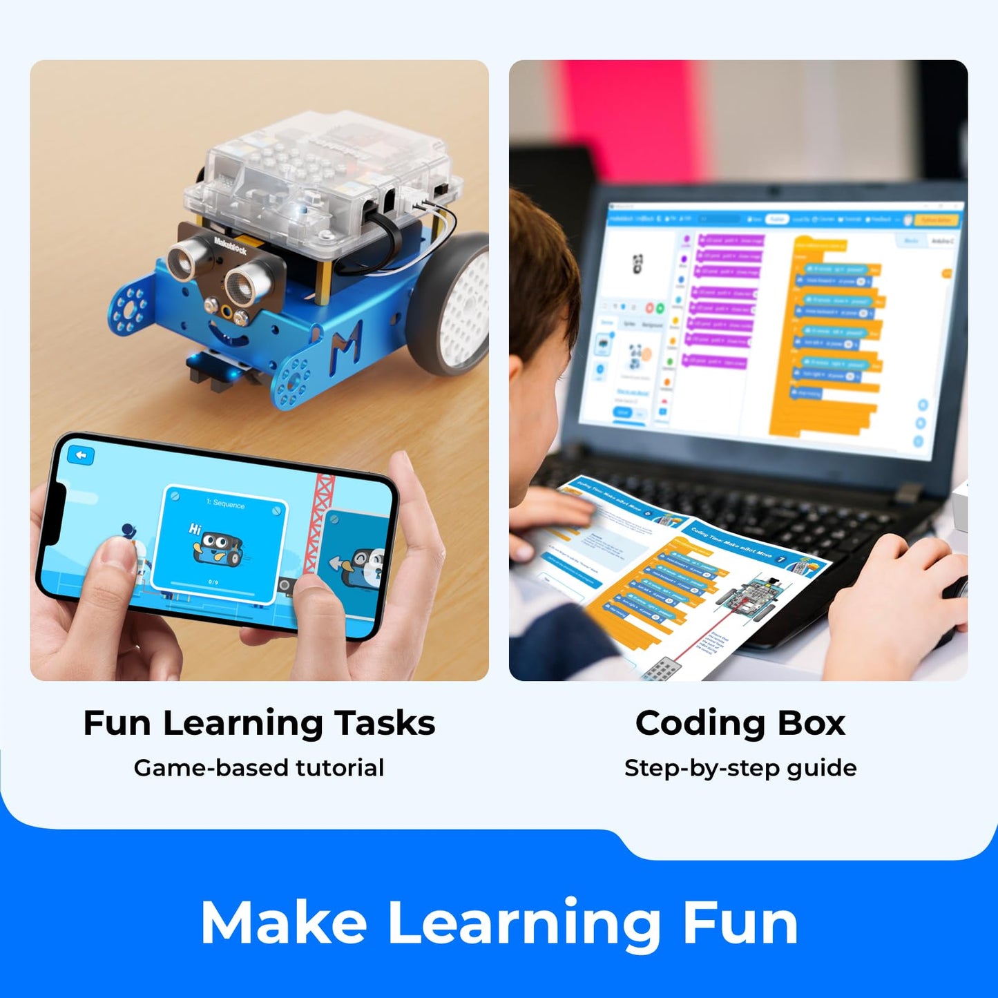 Makeblock mBot Robot Kit, Robotics for Kids Ages 8-12 Learn to Code with Scratch & Arduino, STEM Toys Science Kits for Kids Age 8-12 Boys and Girls Age 8+
