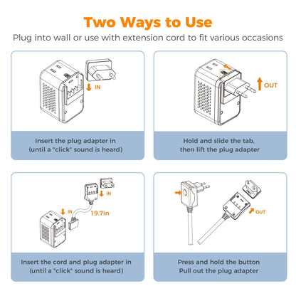 TESSAN 220 to 110 Voltage Converter US to Europe, International Travel Power Adapter with 4 USB Ports(2 USB C), 2 AC and EU/UK/AU Plug Universal Power Converter Adapter Combo, Step Down Transformer