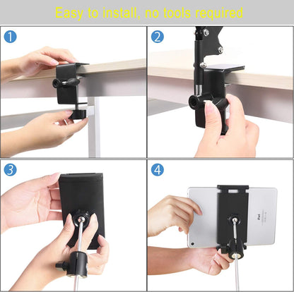 SAMHOUSING Tablet Stand for Bed,360 Degree Rotating Bed Tablet Mount Holder Stand with Aluminum Arm for iPad,iPhoneXS,N-Switch, Amazon Kindle Fire,or Other 4.7~12.9 inch-Screen Devices