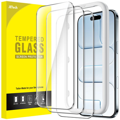 JETech Full Coverage Screen Protector for iPhone 17e (2026) / iPhone 16e, 9H Tempered Glass Film, Case-Friendly, HD Clear, 6.1-Inch Display, 3-Pack