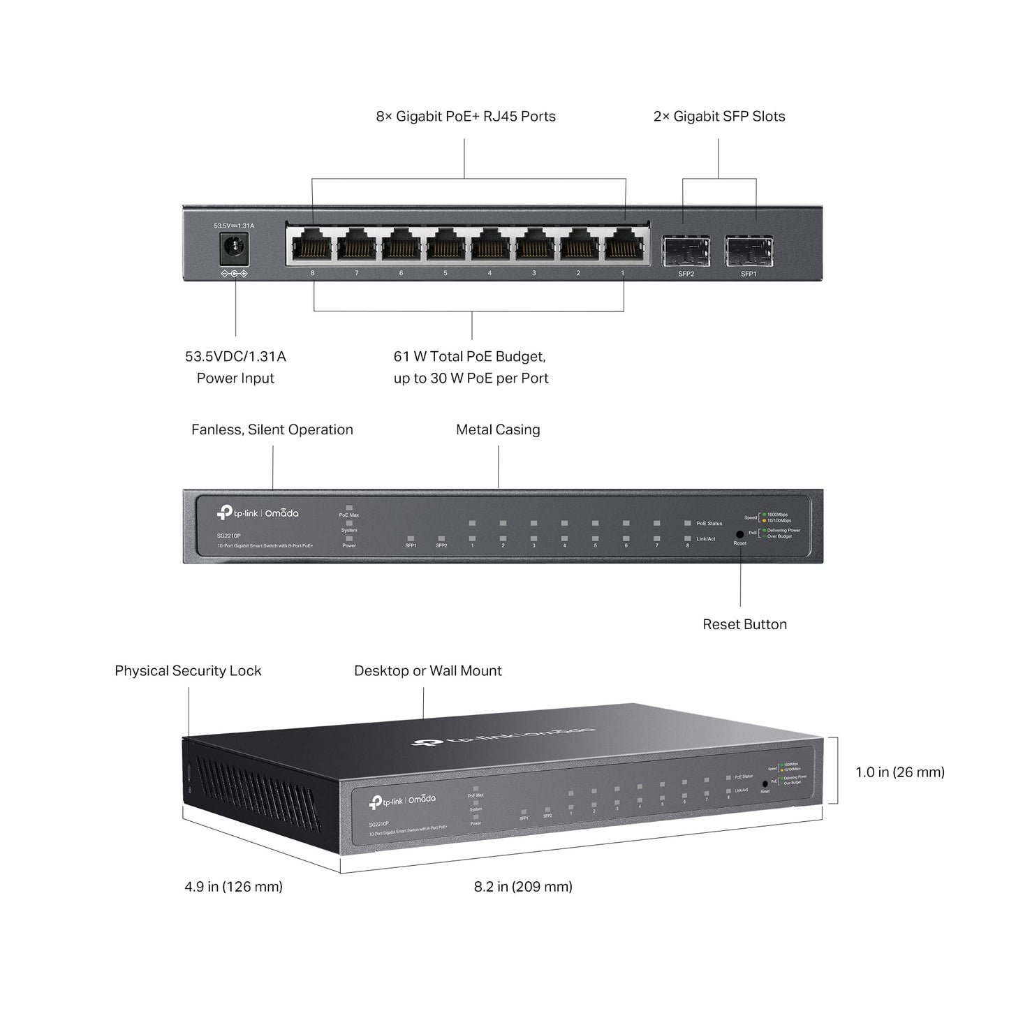 TP-Link Omada SG2428P | Jetstream 24 Port Gigabit Smart Managed PoE Switch | 24 PoE+ Ports @250W, 4 SFP Slots | Omada SDN Integrated | PoE Recovery | IPv6 | Static Routing