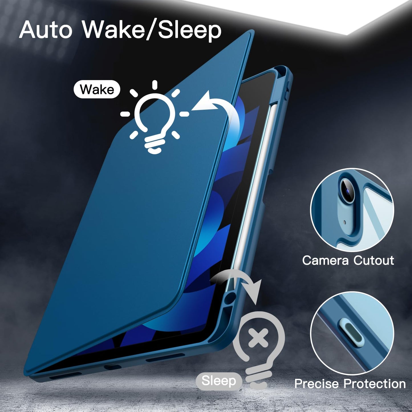 JETech Rotating Case ONLY for iPad Air 11-Inch M4/M3/M2 (2026/2025/2024), iPad Air 5/4 (2022/2020 5th/4th Generation 10.9-Inch), 360 Degree Rotation Protective Stand Cover Clear Back (Purple)