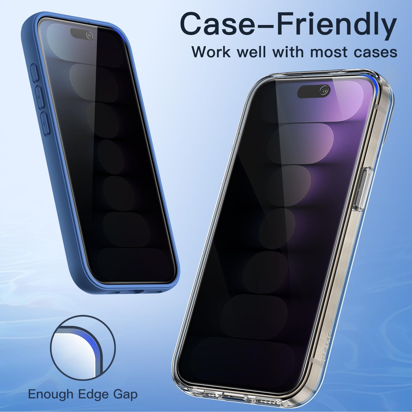 JETech Privacy Screen Protector for iPhone 15 6.1-Inch, Anti-Spy Tempered Glass Film with Easy Installation Tool, 2-Pack