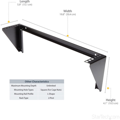 StarTech.com 2U Vertical Wall Mount Patch Panel Bracket - Steel Rack Mount Bracket w/Hardware for 19" Network, Server and Data Equipment , TAA (RK219WALLV)