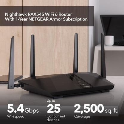 NETGEAR Nighthawk Tri-Band WiFi 6E Router (RAXE300) - Security Features, AXE7800 Wireless Gigabit Speed (Up to 7.8Gbps), New 6GHz Band, 8-Streams Cover up to 2,500 sq. ft., 40 Devices