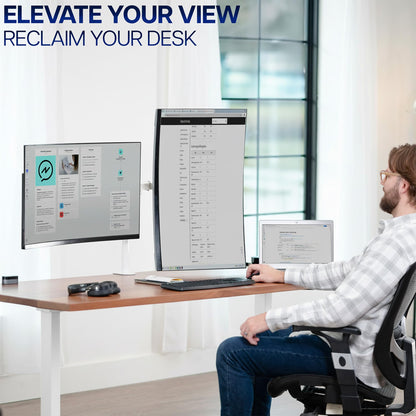 VIVO Dual Monitor Desk Mount, Holds 2 Computer Screens up to 30 inches and 22lbs Each, Heavy Duty Fully Adjustable Steel Stand with C-Clamp and Grommet, Black, STAND-V002