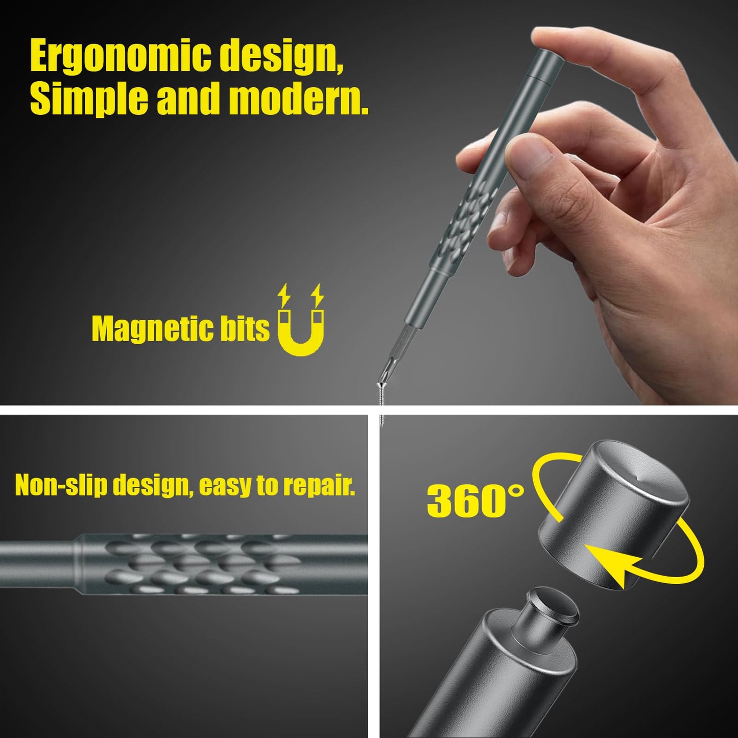 Kaisi Screwdriver Set 12-in-1 Portable Multi Bit Screwdriver All in One Screw Driver with Phillips,Flat Head,Torx Security,Hex and 1/4 Nut Driver for Outdoor and Daily Repair Tools