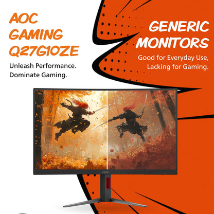 AOC Q32G11ZNE 32" Frameless Gaming Monitor QHD 2560 x 1440, 240Hz, 0.5ms Response time, HDR Ready, Console Gaming Ready, 3-Year Zero Dead Pixel Guarantee, Black
