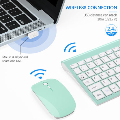 TopMate Wireless Keyboard and Mouse Ultra Slim Combo, 2.4G Silent Compact USB 2400DPI Mouse and Scissor Switch Keyboard Set with Cover, Batteries Included, for PC/Laptop/Windows/Mac - White