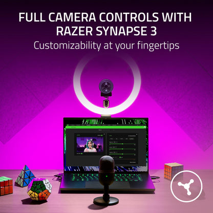 Razer Kiyo Streaming Webcam: 1080p 30 FPS / 720p 60 FPS - Ring Light w/Adjustable Brightness - Built-in Microphone - Advanced Autofocus