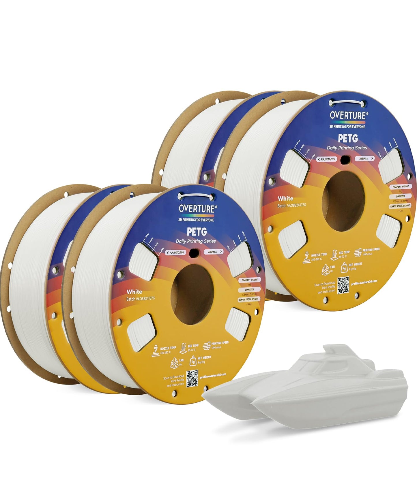 OVERTURE PETG 3D Printer Filament 1.75mm, Neatly Wound Durable PETG 1kg Spool (2.2lbs), Strong Toughness Filament, Dimensional Accuracy +/- 0.02mm, Fit Most FDM Printers (Black (1-Pack))