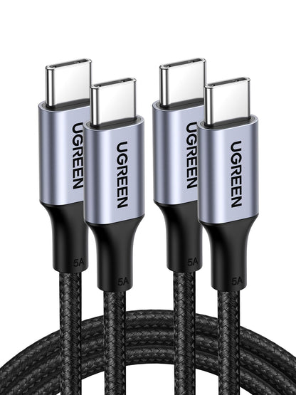 UGREEN USB C to USB C Cable, 100W 2-Pack USB C Charger Cable for iPhone 17/17 Air/17 Pro/17 Pro Max/16, MacBook Pro, iPad Pro, Dell XPS, Samsung Galaxy S25/S24/S23 Ultra, Switch, Pixel, 3.3FT Black