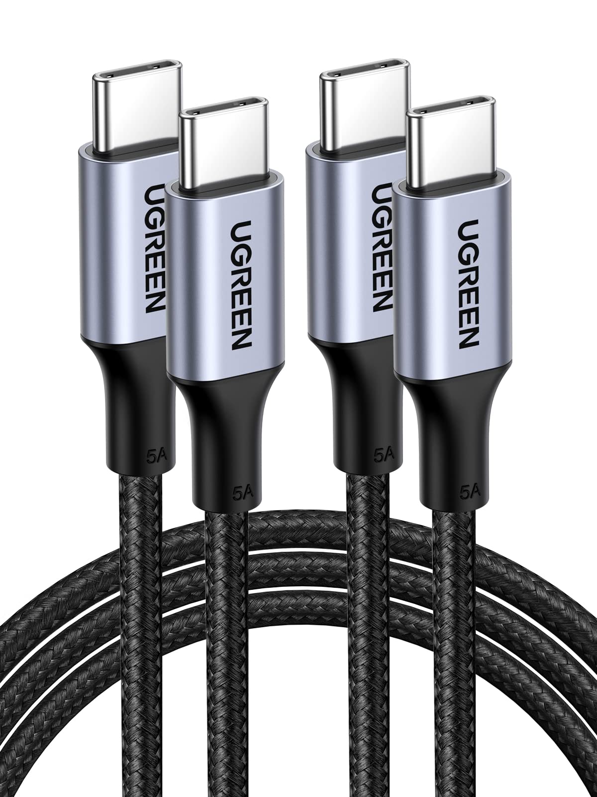 UGREEN USB C to USB C Cable, 100W 2-Pack USB C Charger Cable for iPhone 17/17 Air/17 Pro/17 Pro Max/16, MacBook Pro, iPad Pro, Dell XPS, Samsung Galaxy S25/S24/S23 Ultra, Switch, Pixel, 3.3FT Black