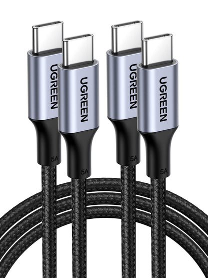 UGREEN USB C to USB C Cable, 100W 2-Pack USB C Charger Cable for iPhone 17/17 Air/17 Pro/17 Pro Max/16, MacBook Pro, iPad Pro, Dell XPS, Samsung Galaxy S25/S24/S23 Ultra, Switch, Pixel, 3.3FT Black