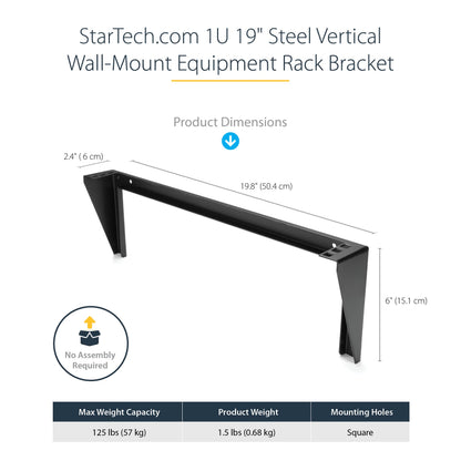 StarTech.com 2U Vertical Wall Mount Patch Panel Bracket - Steel Rack Mount Bracket w/Hardware for 19" Network, Server and Data Equipment , TAA (RK219WALLV)