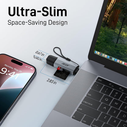 acer SD Card Reader USB C, Dual Slots USB Type C to Micro SD Card Adapter
