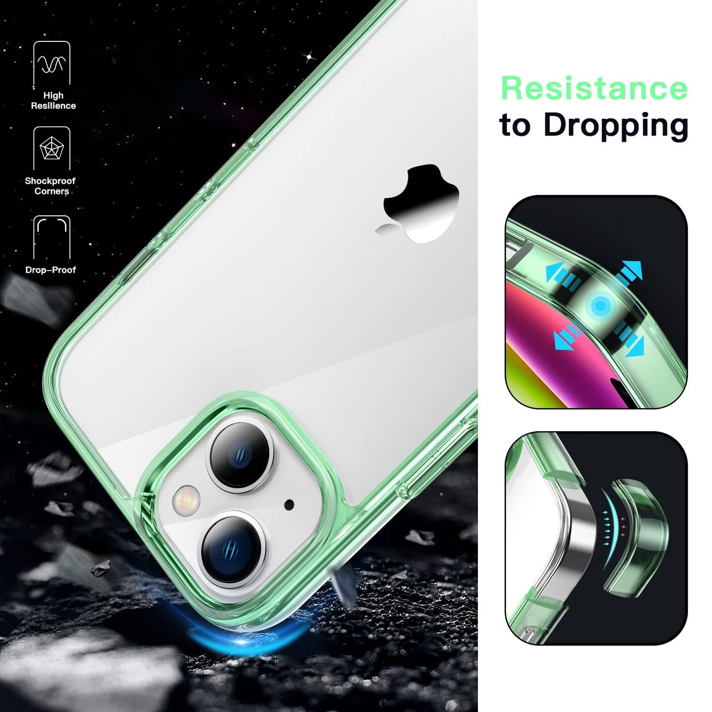 JETech Case for iPhone 14 6.1-Inch, Non-Yellowing Shockproof Phone Bumper Cover, Anti-Scratch Clear Back (Clear)