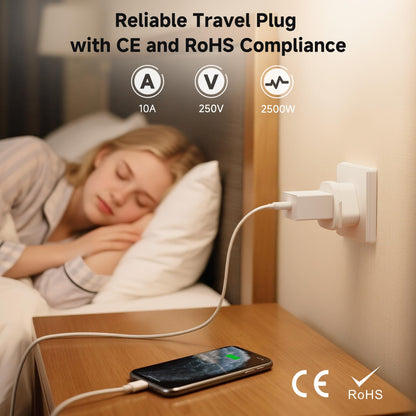 Cable Matters Type N Plug Adapter for Travel, US to Brazil Plug Adapter, Works in Brazil and South Africa, CE & RoHS Certified, White
