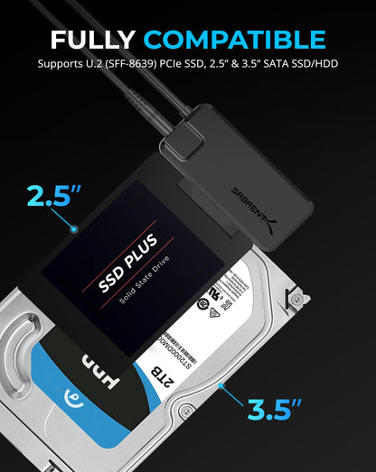 SABRENT USB 3.0 to 2.5in SATA Adapter Cable for SSD & HDD, UASP (EC-SSHD)