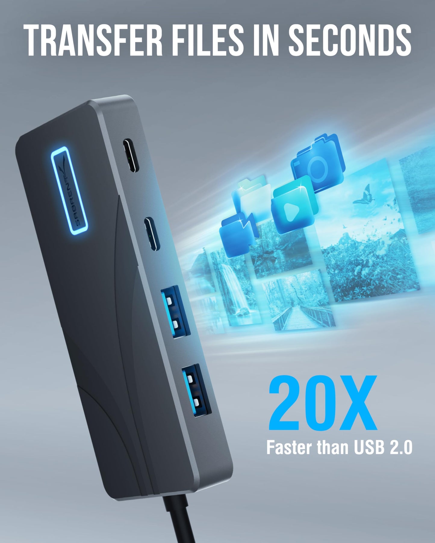 SABRENT 4-Port USB 3.0 Hub with Individual LED Power Switches - Slim, Portable Design - 2 Ft Cable - Fast Data Transfer - Compatible with Mac & PC (HB-UM43)