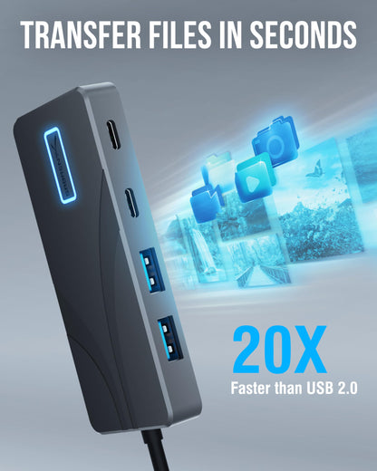 SABRENT 4-Port USB 3.0 Hub with Individual LED Power Switches - Slim, Portable Design - 2 Ft Cable - Fast Data Transfer - Compatible with Mac & PC (HB-UM43)