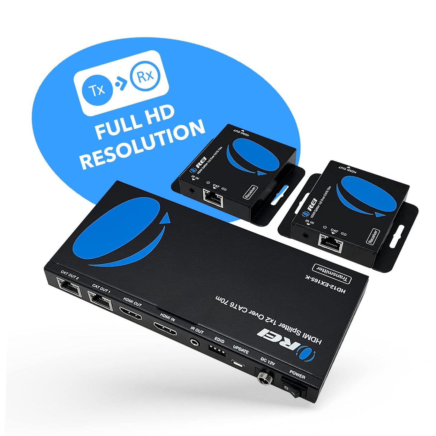 OREI 4K HDMI Extender over ethernet CAT5/CAT6/CAT7 Up To 165 Feet At 1080@60hz - HDMI 1.4 & HDCP 1.4 Compliant with One Way IR Pass Through, HDMI Loop Output & Power Over Cable