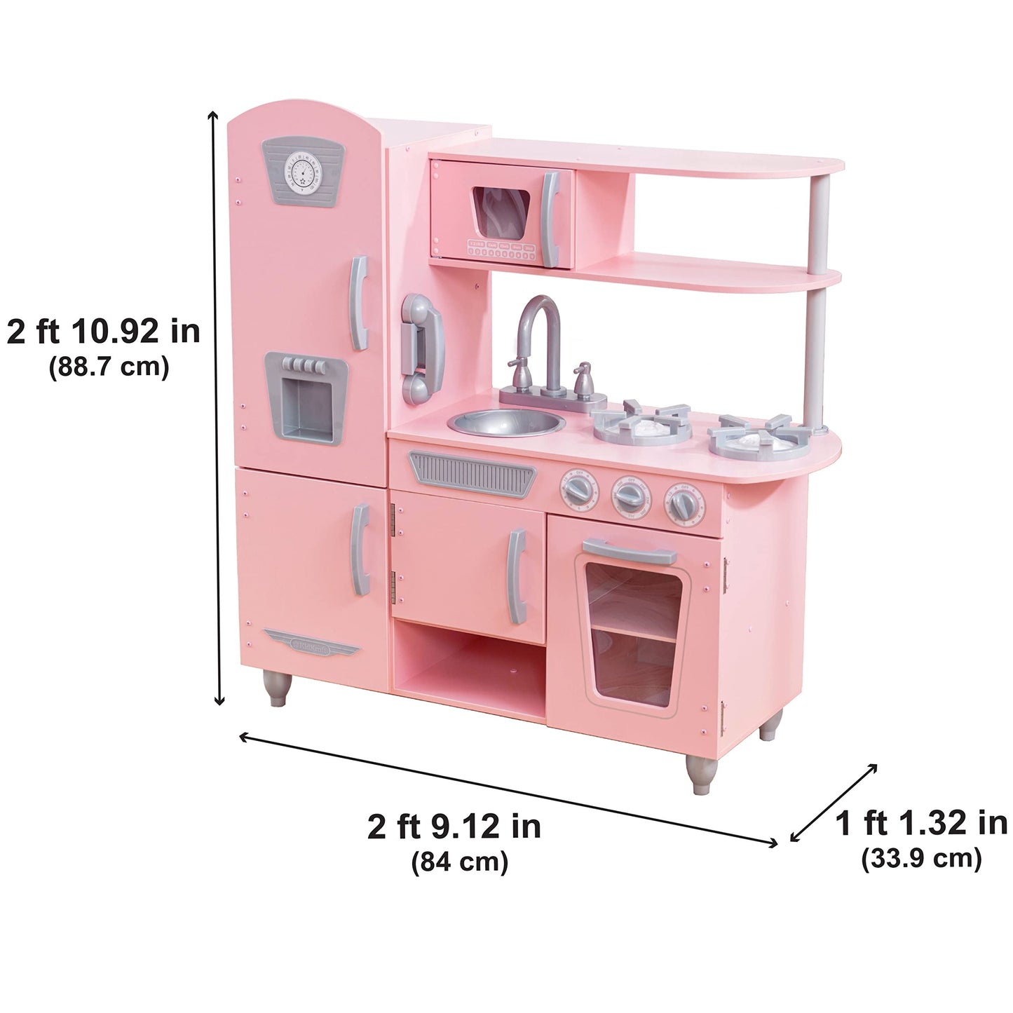 KidKraft Vintage Wooden Play Kitchen with Pretend Ice Maker and Play Phone, White