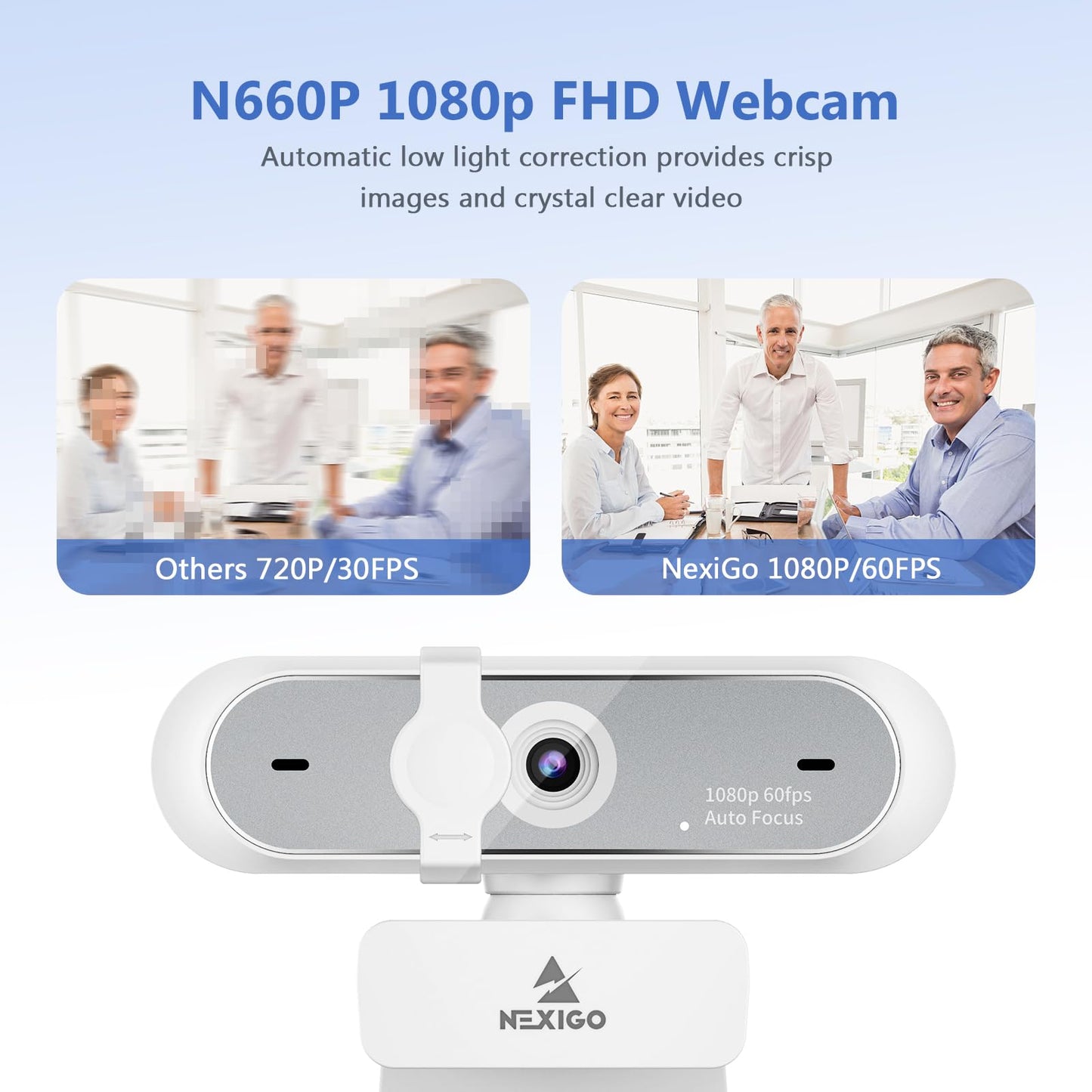 NexiGo N60 1080P Webcam with Microphone, Software Control & Privacy Cover, USB HD Computer Web Camera, Plug and Play, for Zoom/Skype/Teams, Conferencing and Video Calling